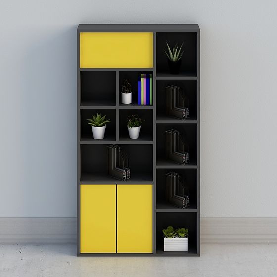 Trendy Low-Poly Bookshelf 3D model for Contemporary Spaces