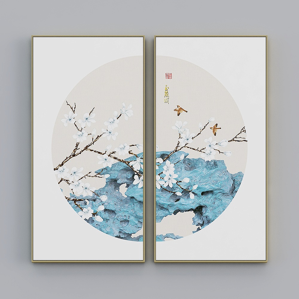 Courtesy full house with painting - modern Xuanguan decorative painting - Hyunguan two-in-pair - Magnolia Rame A