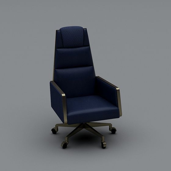 Elegant Navy Blue Office Chair 3D model