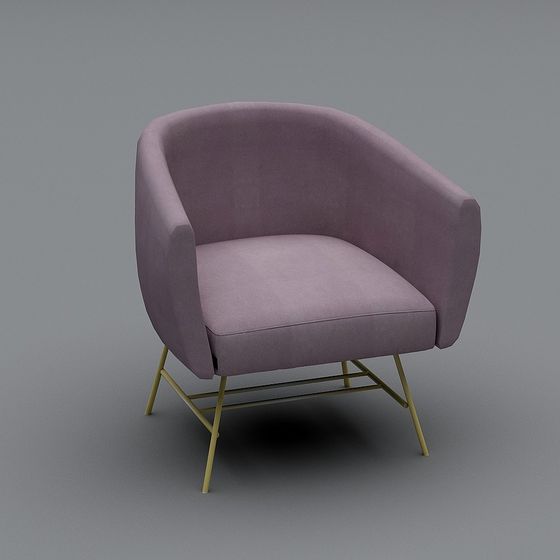 Unique Low Poly 3D Chair Model with Soft Purple Fabric