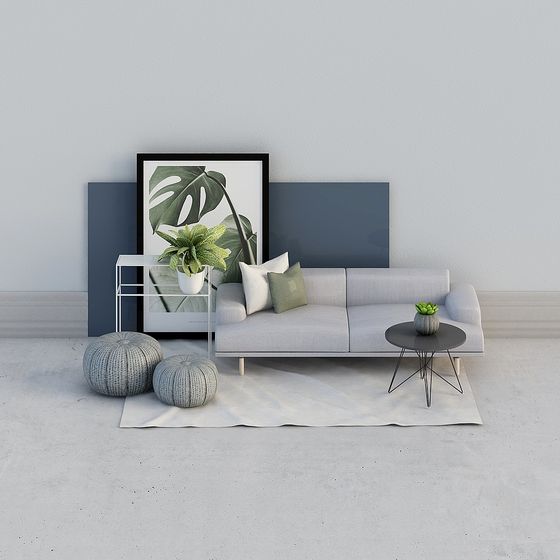 Urban Living Room 3D model for Modern Aesthetics