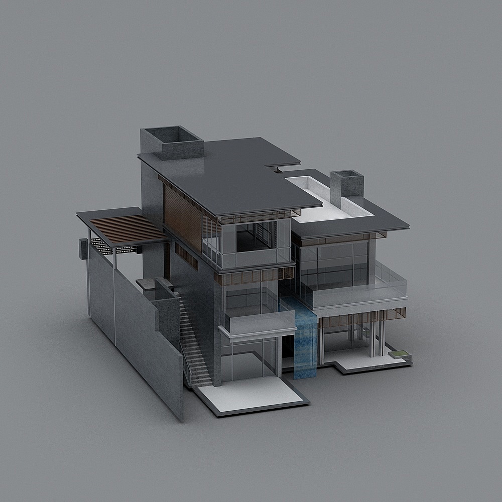 Contemporary Low-Poly Villa 3D model