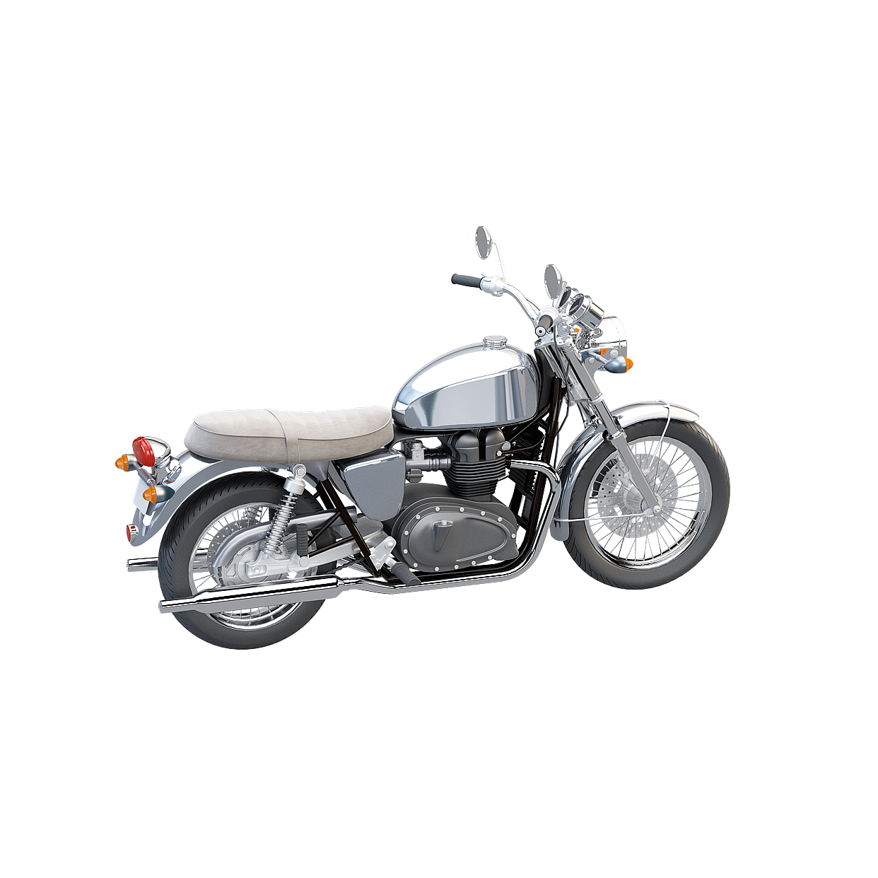 Vintage Motorcycle 3D Model – Low-Poly Classic Design