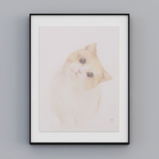 Cute Cat Portrait 3D model in Low Poly Style