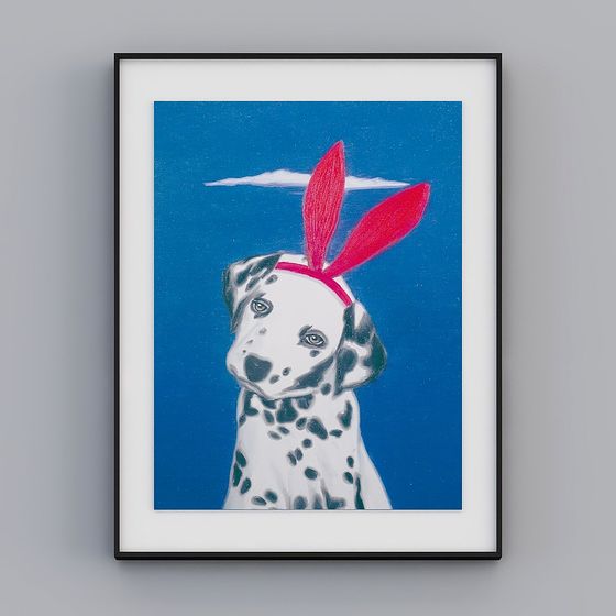 Playful Dalmatian Dog 3D model with Bunny Ears