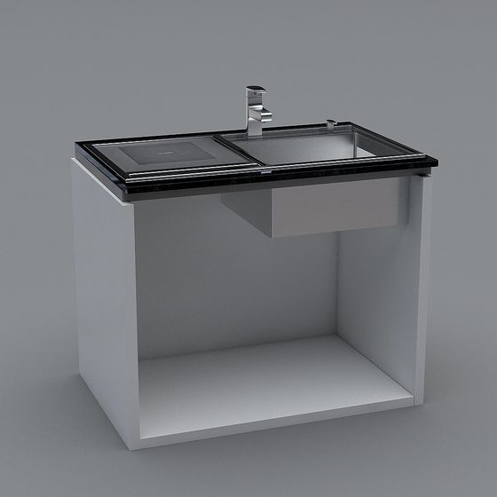 Modern Black Flume Sink 3D Model