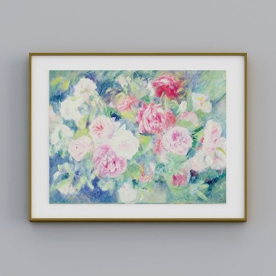 Floral Whisper 3D Model - Impressionist Art