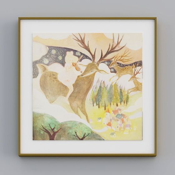 Winter Night Deer 3D Model