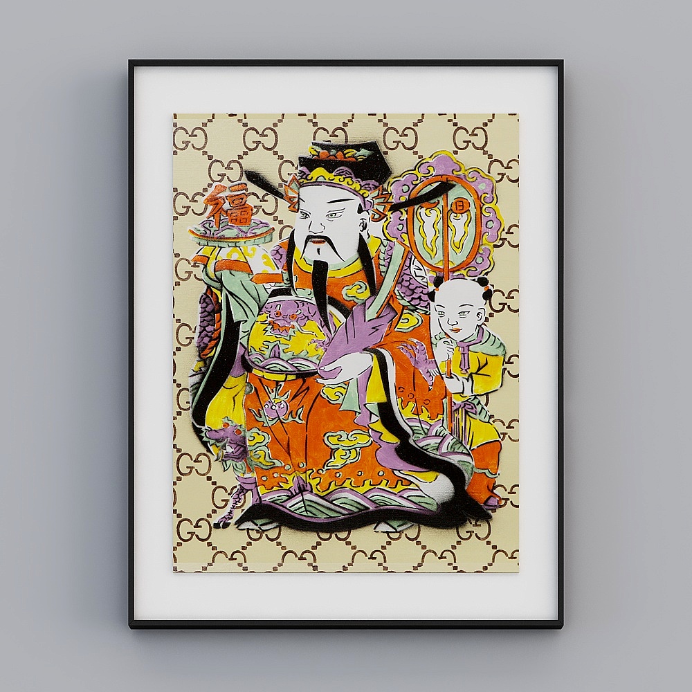 "Fuyun Art" BBA158 modern mash-up light luxury trend cartoon new Chinese characters living room Xuanguan kitchen bedroom decoration painting