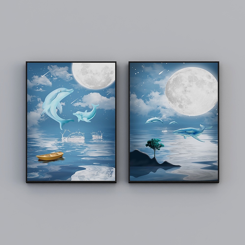 Courtesy full house with painting - guest restaurant decoration painting - two - Moonlight lover D