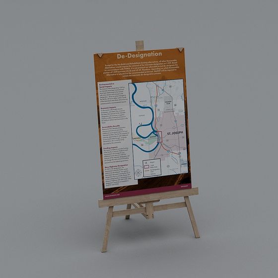 Detailed Information Poster Stand 3D model