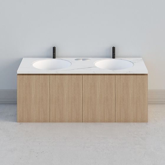 Stylish Double Sink Bathroom Vanity 3D model