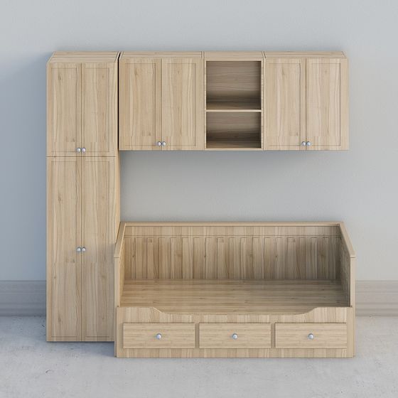 Wooden Storage Combination Cabinet 3D model