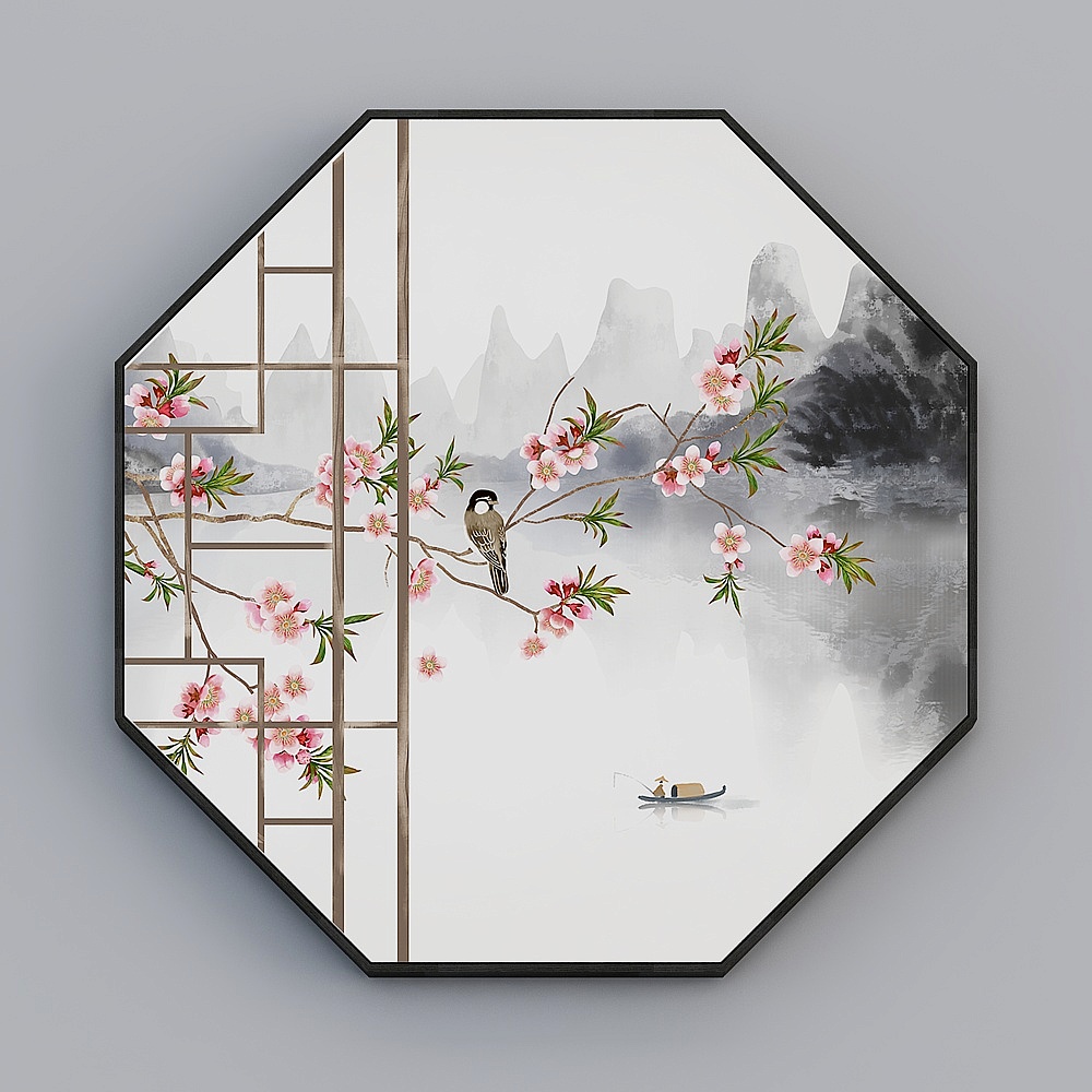 Nhà đầy đủ lịch sự với bức tranh - bức tranh trang trí Xuanguan kiểu Trung Quốc mới - liên kết đơn - tòa án nhàn rỗi C