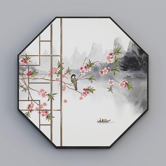 Nhà đầy đủ lịch sự với bức tranh - bức tranh trang trí Xuanguan kiểu Trung Quốc mới - liên kết đơn - tòa án nhàn rỗi C