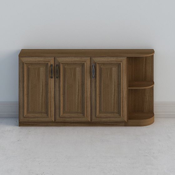 Elegant Low-Poly Furniture Cabinet 3D model