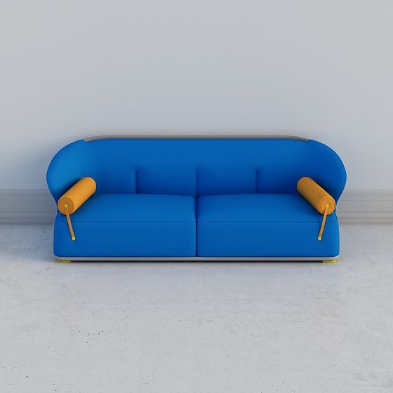 Vibrant Blue and Yellow 3D Sofa Model
