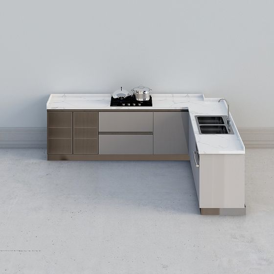 Modern Minimalist Kitchen 3D model Design