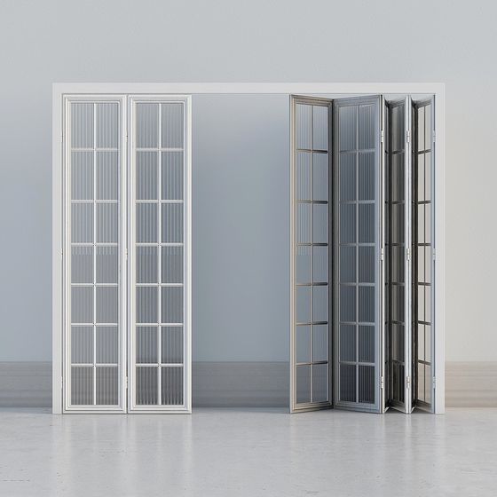Low-Poly Folding Glass Door 3D model
