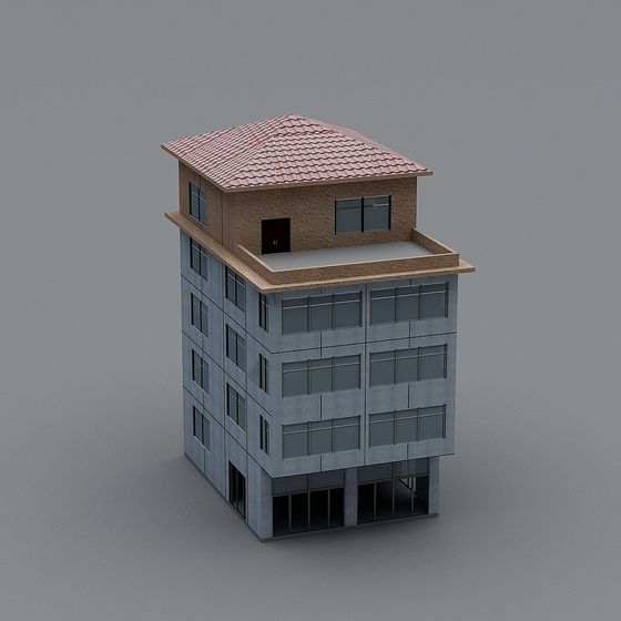 Urban Corner Low-Poly 3D model