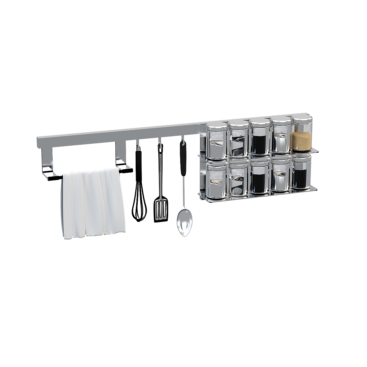 Wall-Mounted Spice Rack 3D Model – Minimalist Kitchen Accessory