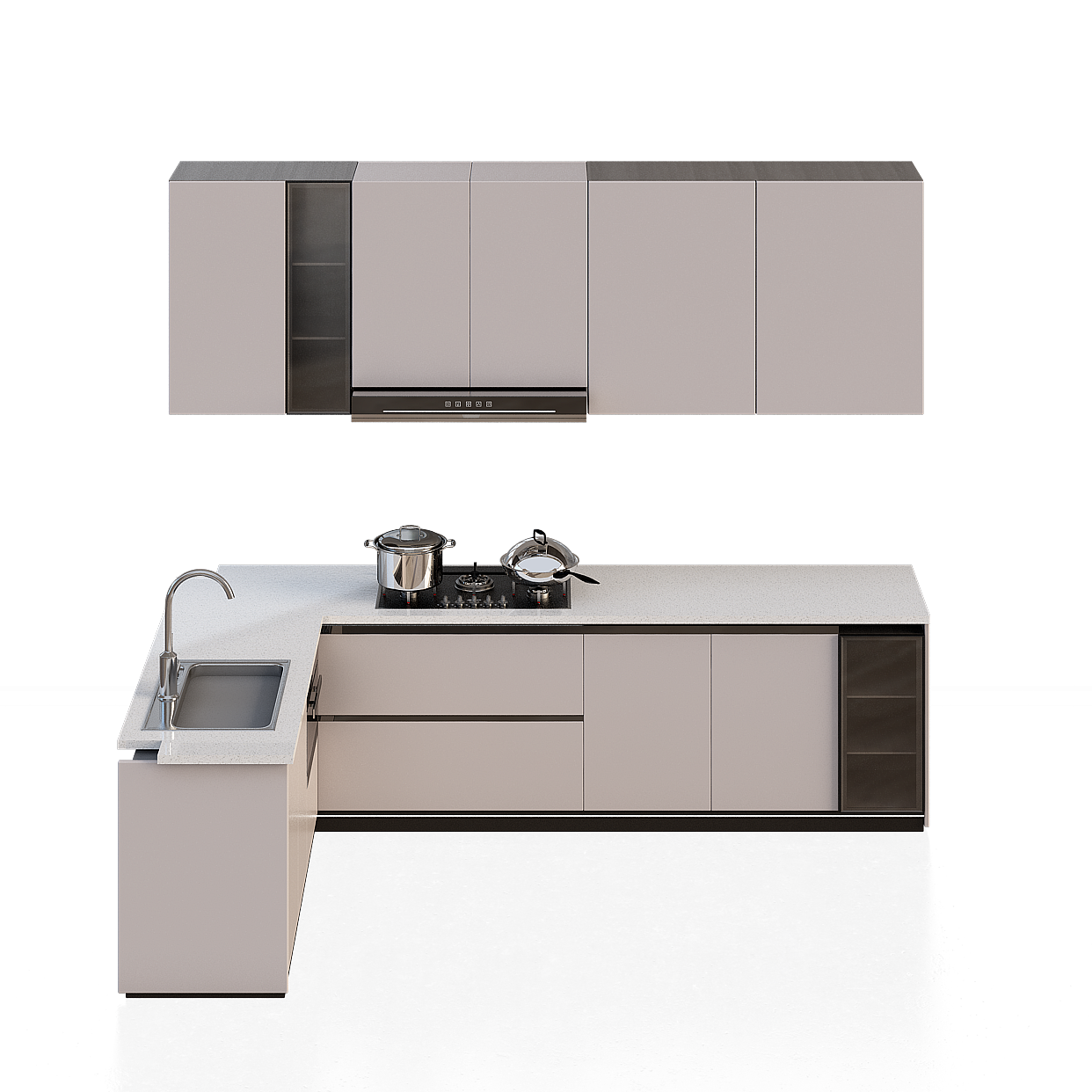 Modern Kitchen Cabinets 3D Model – Earth Tone Design