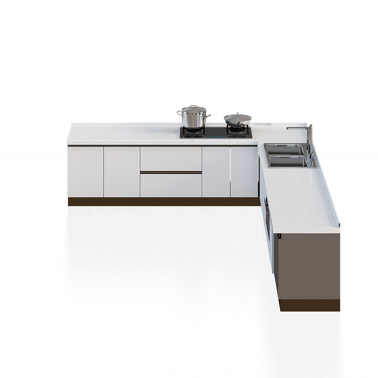 Luxury Kitchen Cabinets 3D Model – Earth Tone Wood