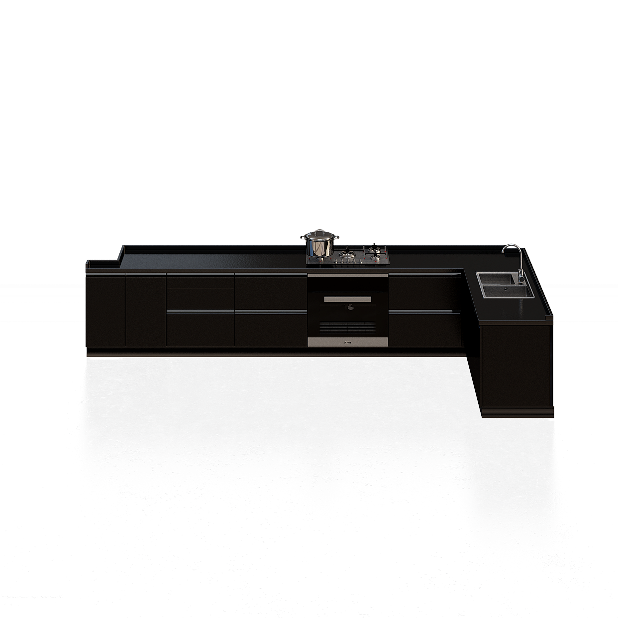 Modern Low-Polygon Kitchen Countertop 3D Model – Minimalist Design