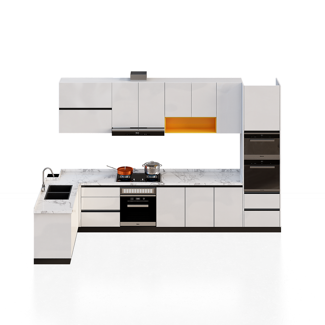 Modern Minimalist Kitchen 3D Model – Low-Poly Design