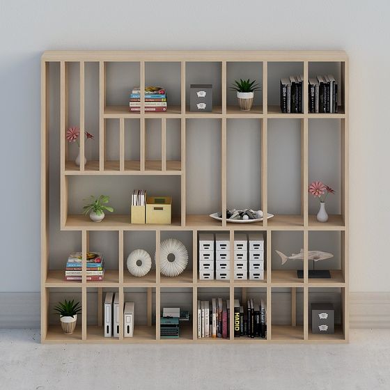 Stylish Low-Polygon Bookshelf 3D model for Creative Spaces