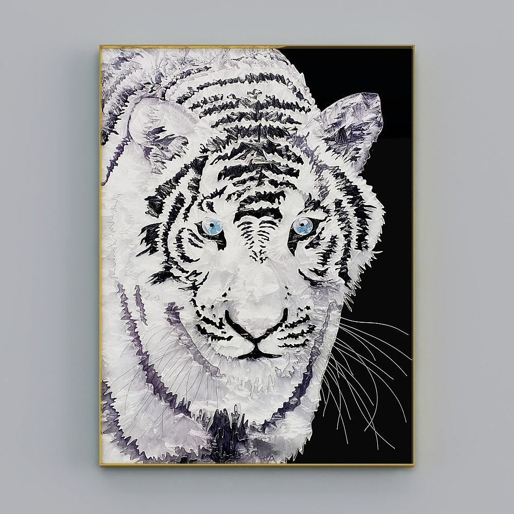 Lifelike White Tiger 3D Model Design
