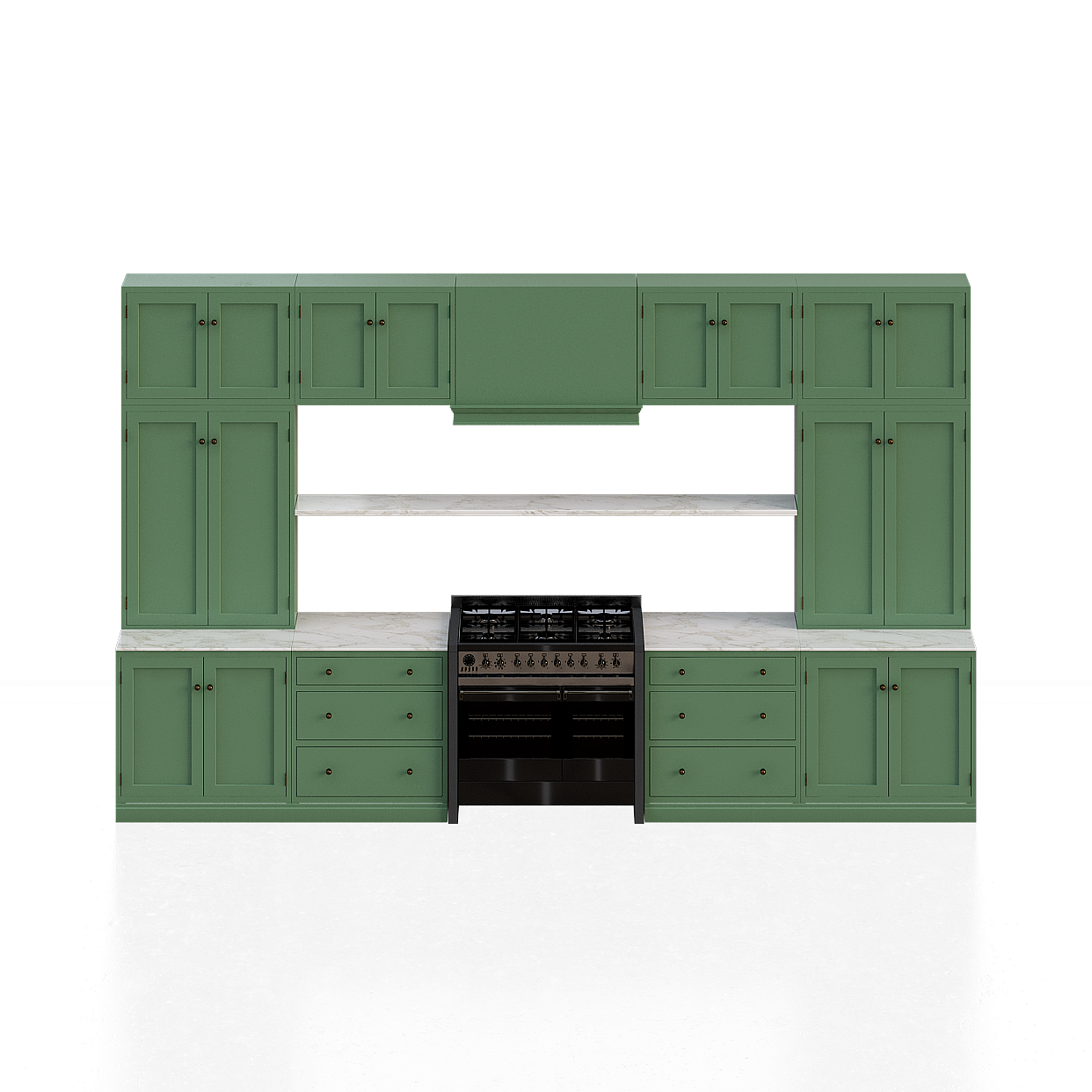 Rustic Kitchen Cabinet 3D Model – Olive Green Wood