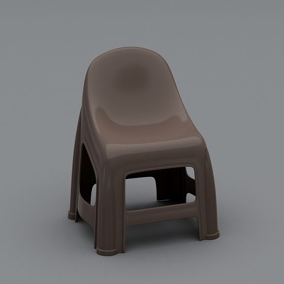 Stylish Low-Polygon Plastic Stool 3D model