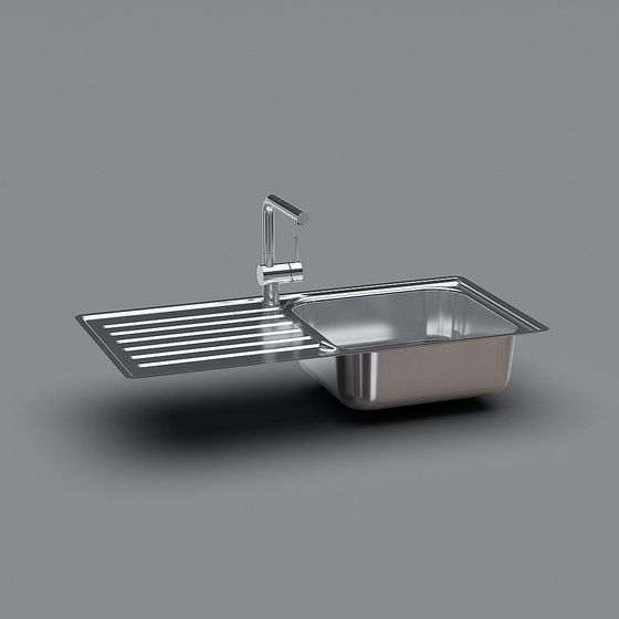 Sleek Stainless Steel Kitchen Sink 3D model