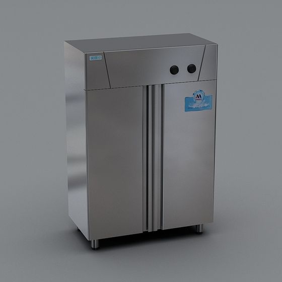 Sleek Stainless Steel Commercial Refrigerator 3D model
