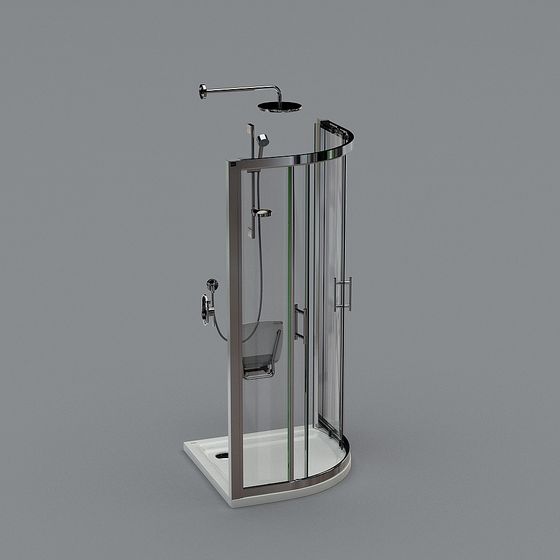Elegant Curved Shower 3D model for Contemporary Bathrooms