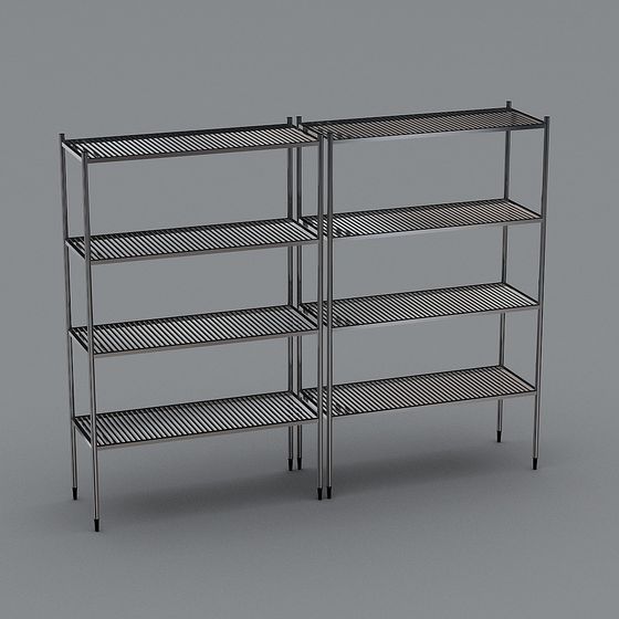 Sleek Metal Shelf 3D model for Modern Interiors