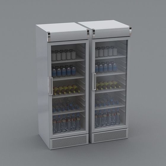 Modern Double Door Refrigerator 3D model