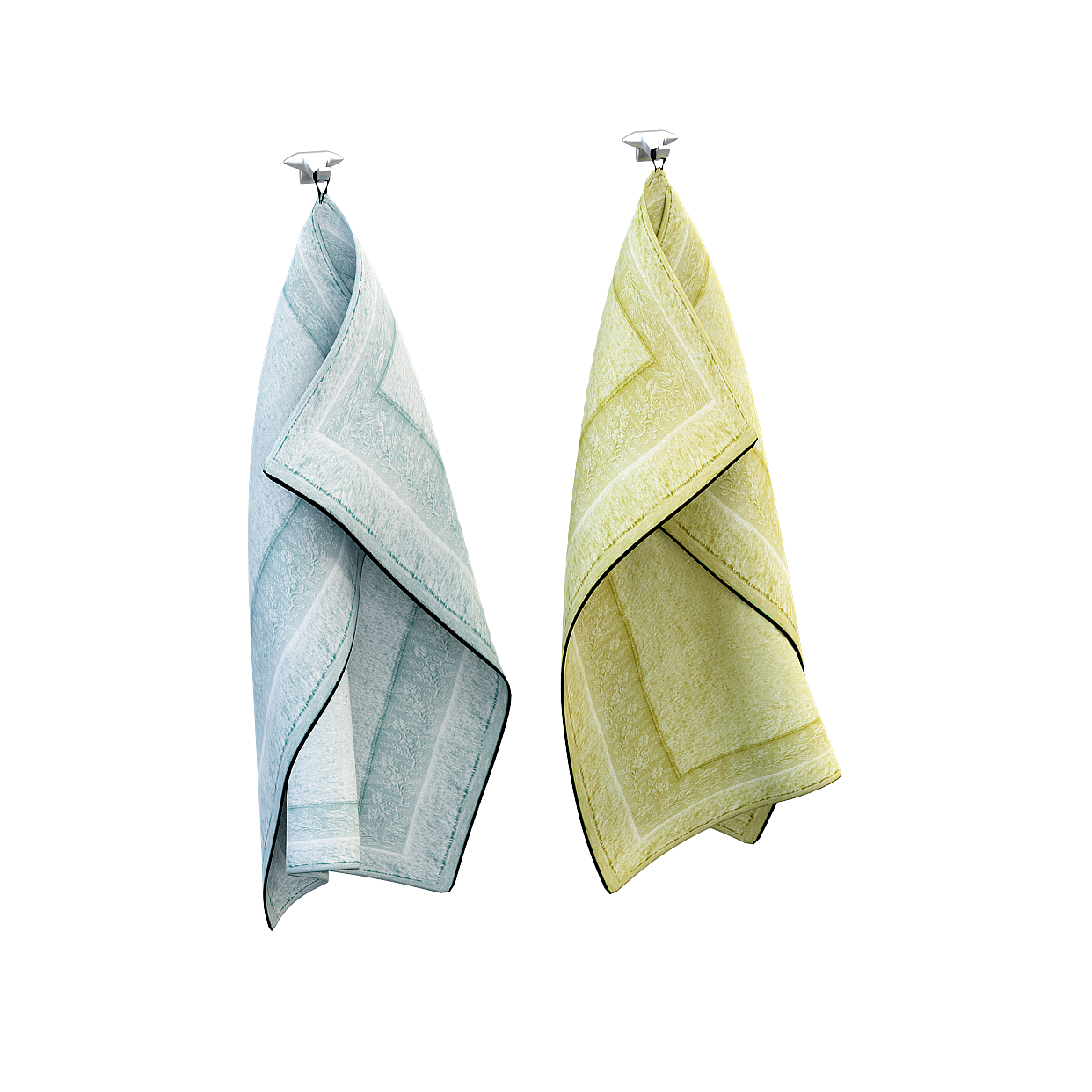 Stylish Low-Poly Towel 3D Model – Blue & Olive Fabric
