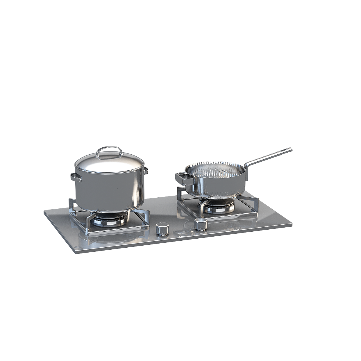 Realistic Kitchen Stove 3D Model – Stainless Steel Design