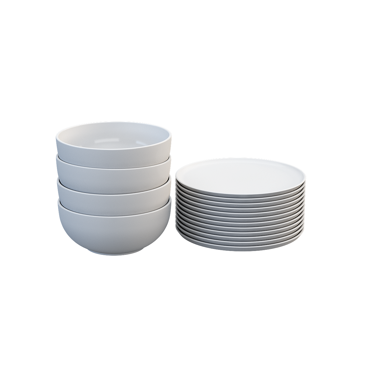 Elegant Gray Tableware Set 3D Model – Low-Poly Ceramic