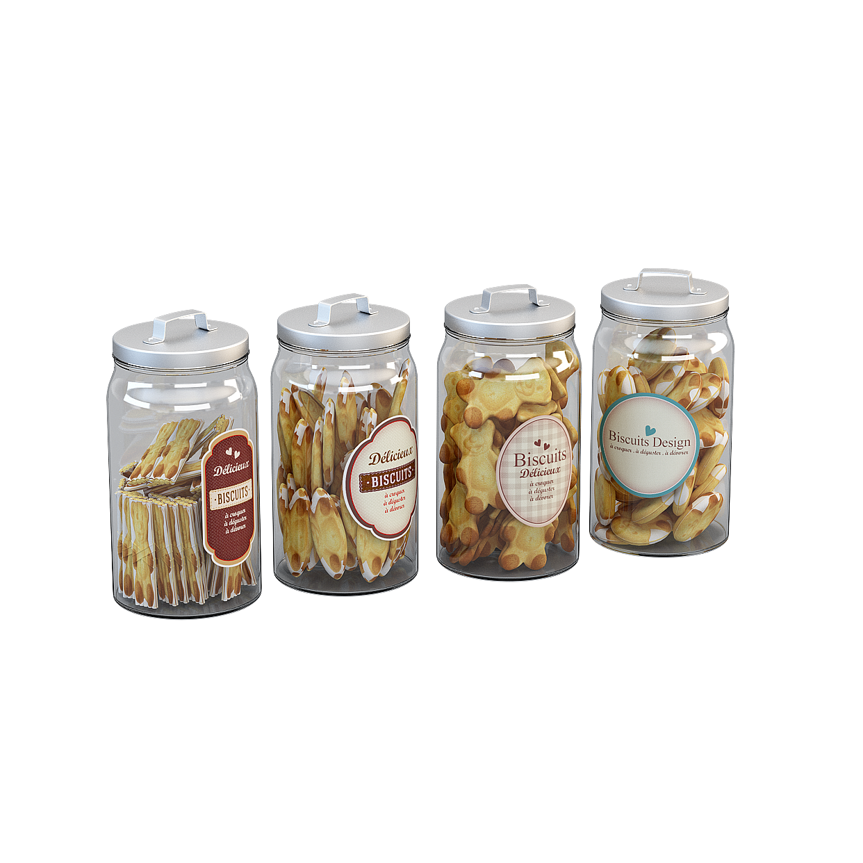 Charming Cookie Jar 3D Model Collection - Low Poly Texture