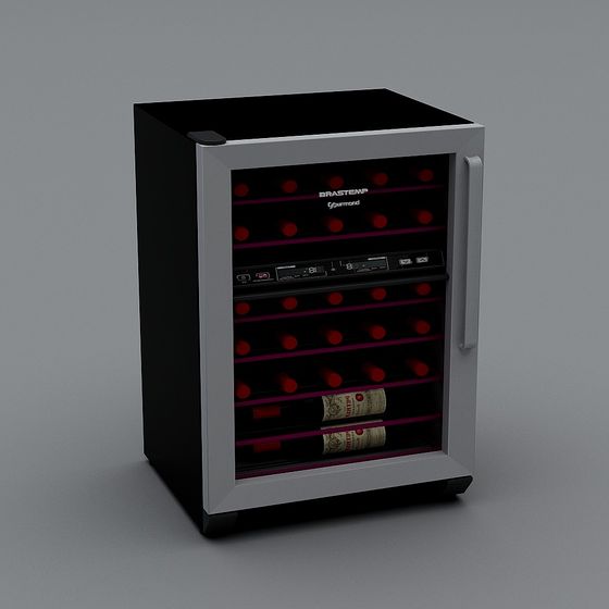 Stylish Low-Poly Wine Cabinet 3D model