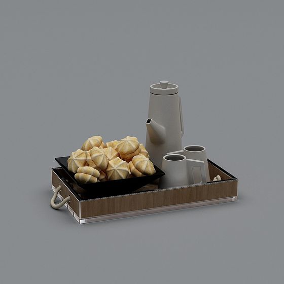 Elegant 3D Tea Set Model for Afternoon Tea