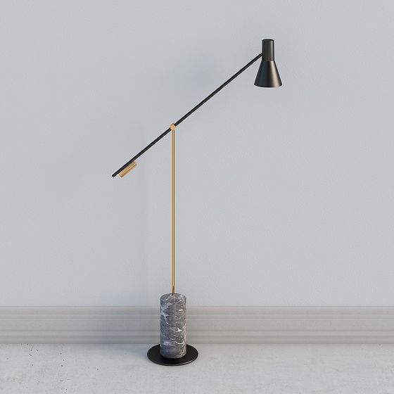 Elegant Low-Poly Floor Lamp 3D model