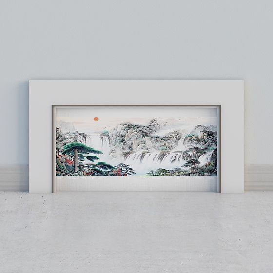 Mountain Waterfall Low Poly 3D Model