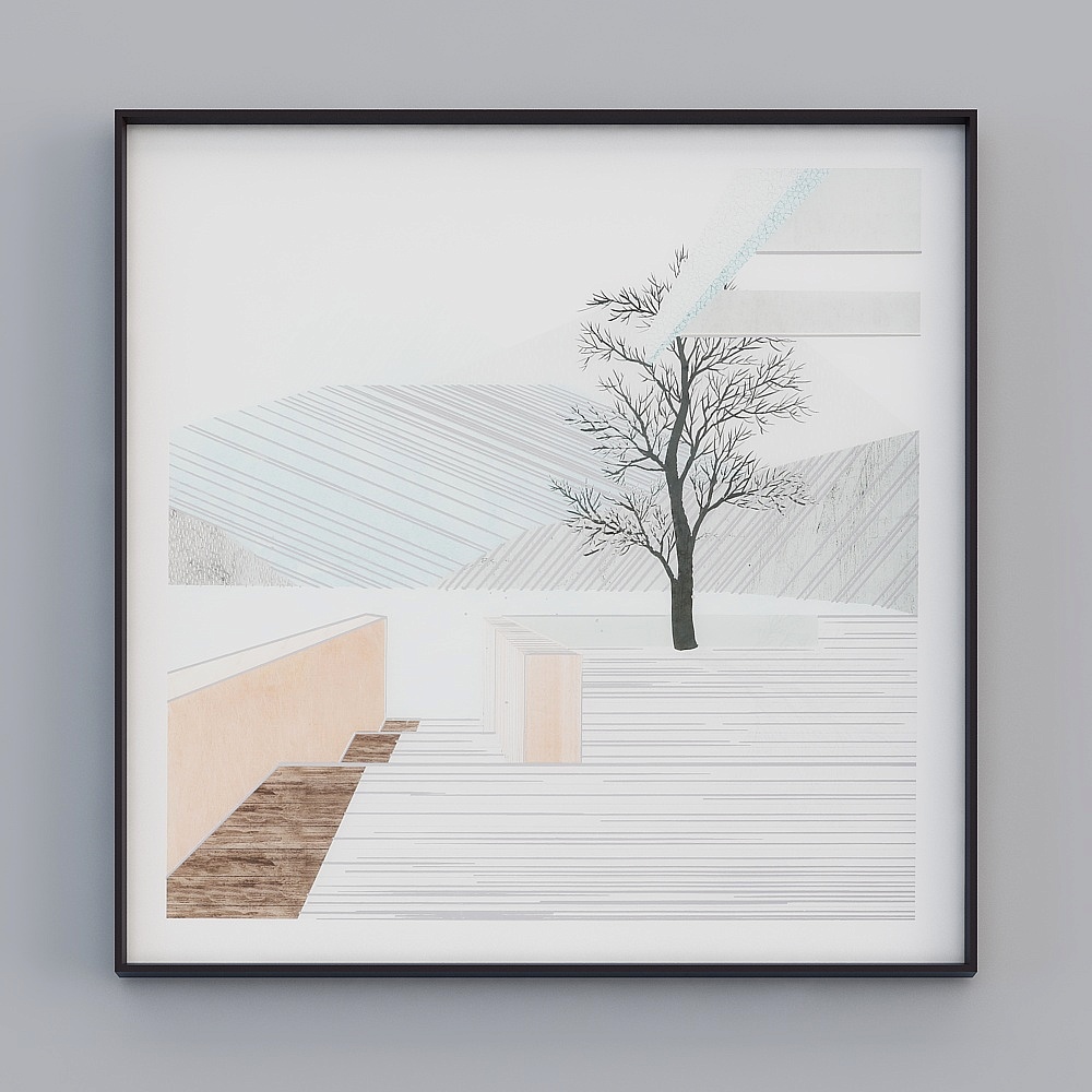 Stylish Black Decorative Paintings 3D Model