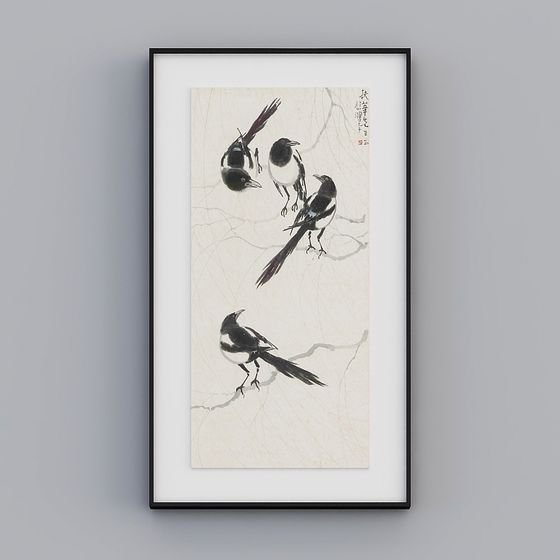 Ink Painting Magpie 3D model - Unique Artistry