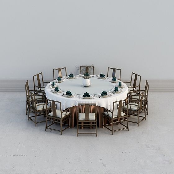 Stylish Round Dining Table 3D model for Modern Spaces