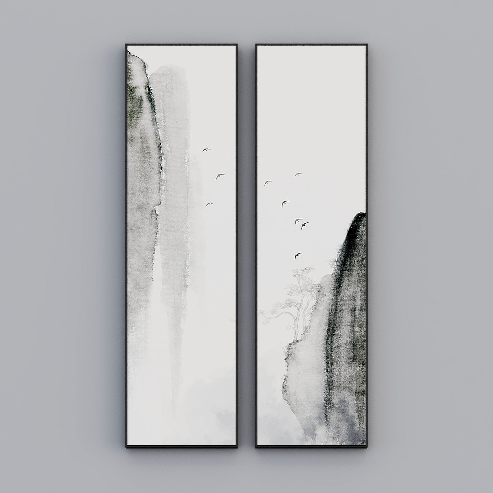 Courtesy full house with painting - Chinese living room decorative painting - two pictures - cyclone